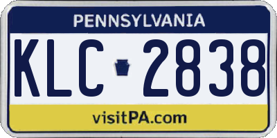 PA license plate KLC2838