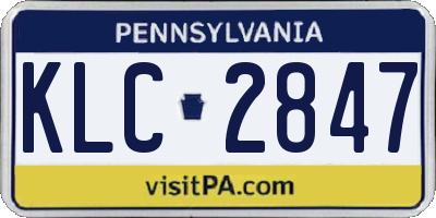 PA license plate KLC2847
