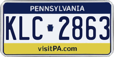 PA license plate KLC2863
