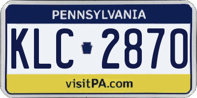 PA license plate KLC2870
