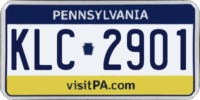 PA license plate KLC2901