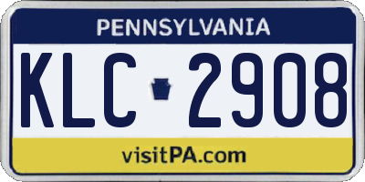 PA license plate KLC2908