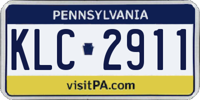 PA license plate KLC2911