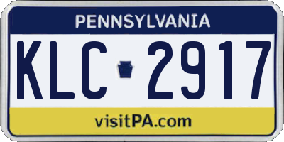 PA license plate KLC2917