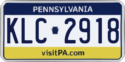 PA license plate KLC2918