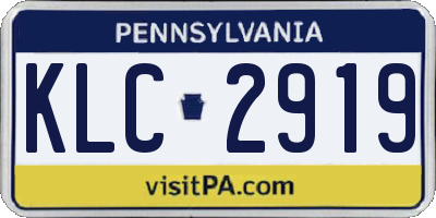 PA license plate KLC2919