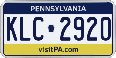 PA license plate KLC2920