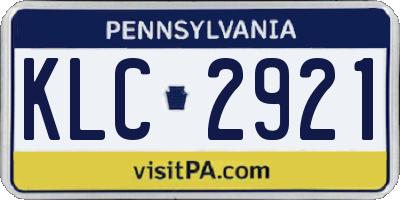 PA license plate KLC2921