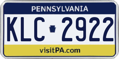 PA license plate KLC2922