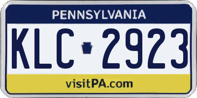 PA license plate KLC2923
