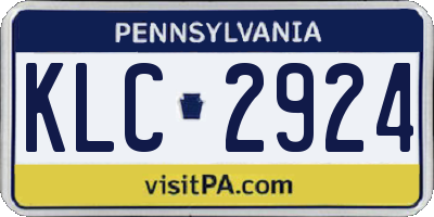 PA license plate KLC2924