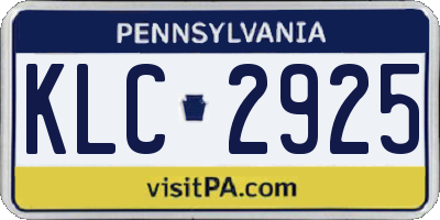 PA license plate KLC2925