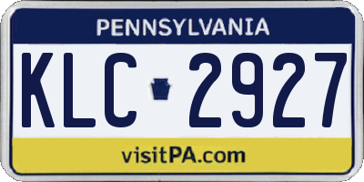 PA license plate KLC2927
