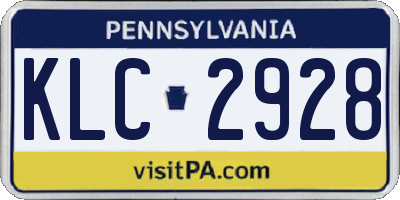 PA license plate KLC2928