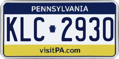 PA license plate KLC2930