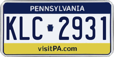 PA license plate KLC2931
