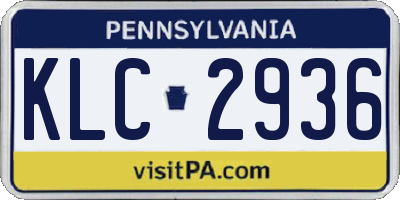 PA license plate KLC2936