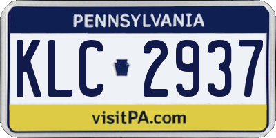 PA license plate KLC2937