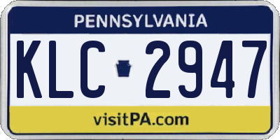 PA license plate KLC2947