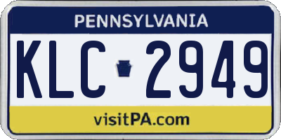 PA license plate KLC2949