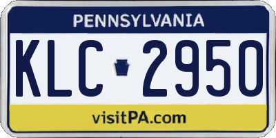 PA license plate KLC2950