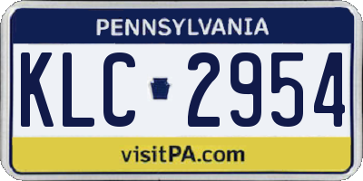 PA license plate KLC2954