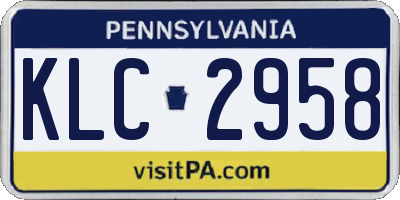 PA license plate KLC2958