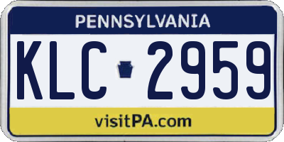 PA license plate KLC2959