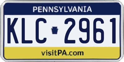 PA license plate KLC2961