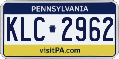 PA license plate KLC2962
