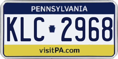 PA license plate KLC2968