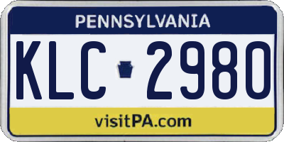PA license plate KLC2980