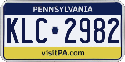PA license plate KLC2982