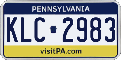 PA license plate KLC2983