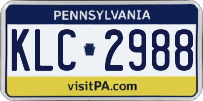 PA license plate KLC2988