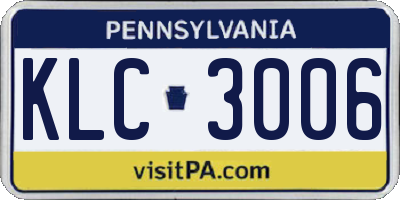 PA license plate KLC3006