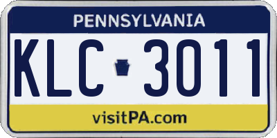 PA license plate KLC3011