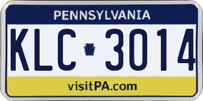 PA license plate KLC3014