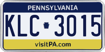 PA license plate KLC3015