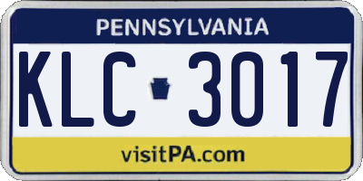 PA license plate KLC3017
