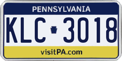 PA license plate KLC3018