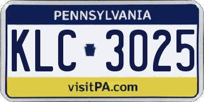 PA license plate KLC3025