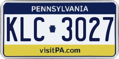 PA license plate KLC3027