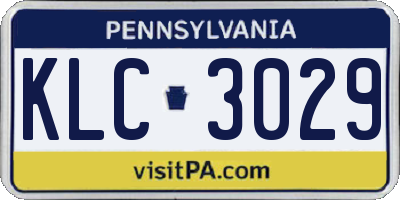 PA license plate KLC3029