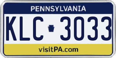 PA license plate KLC3033