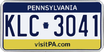 PA license plate KLC3041