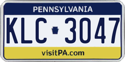 PA license plate KLC3047