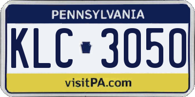 PA license plate KLC3050