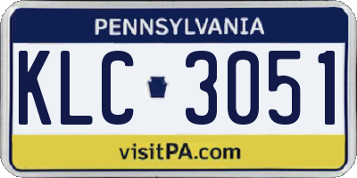 PA license plate KLC3051