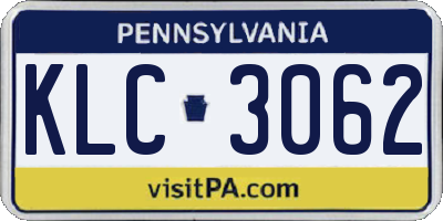 PA license plate KLC3062